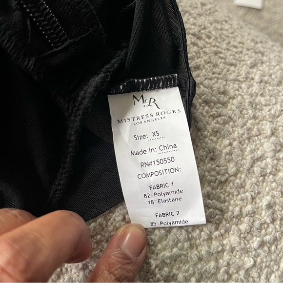 NWT Mistress Rocks One-Shoulder Ruched Mesh Sheer Bodysuit Black Size XS - Picture 9 of 10